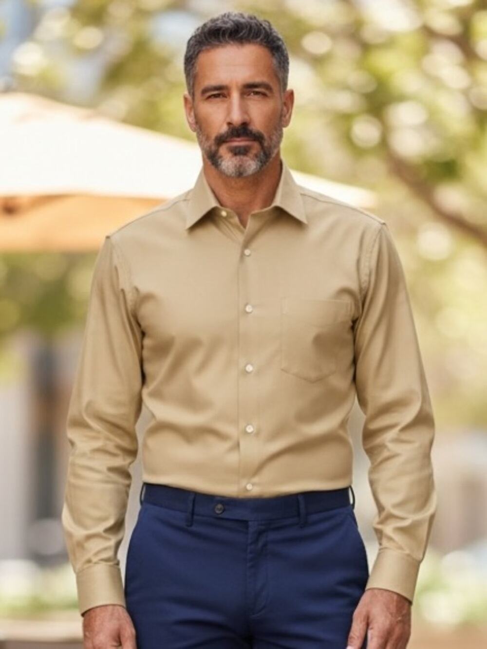 STATEMENTS Men’s 17 - 34/35 Tan Cotton Dress Shirt